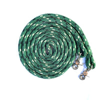 Total Horsemanship Clip on/finesse rope reins green with black and tan fleck