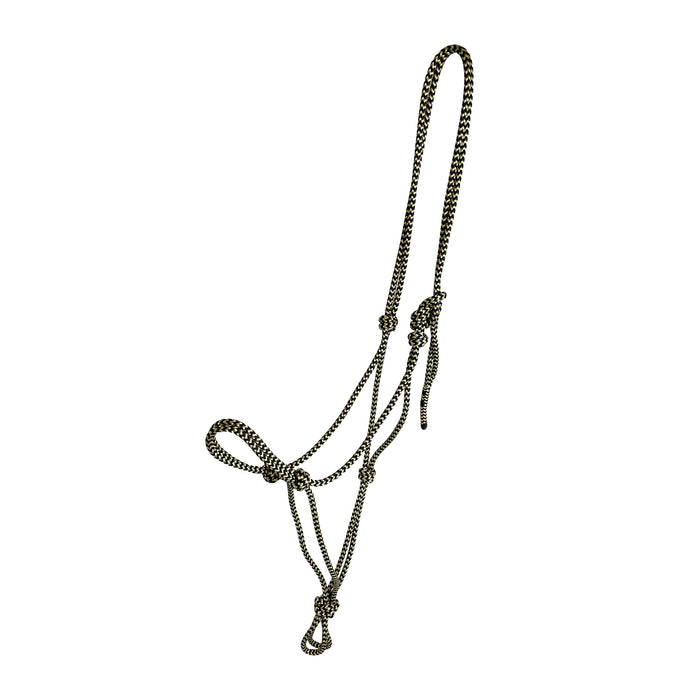 Total Horsemanship braid on braid rope halter black and tan zig zag