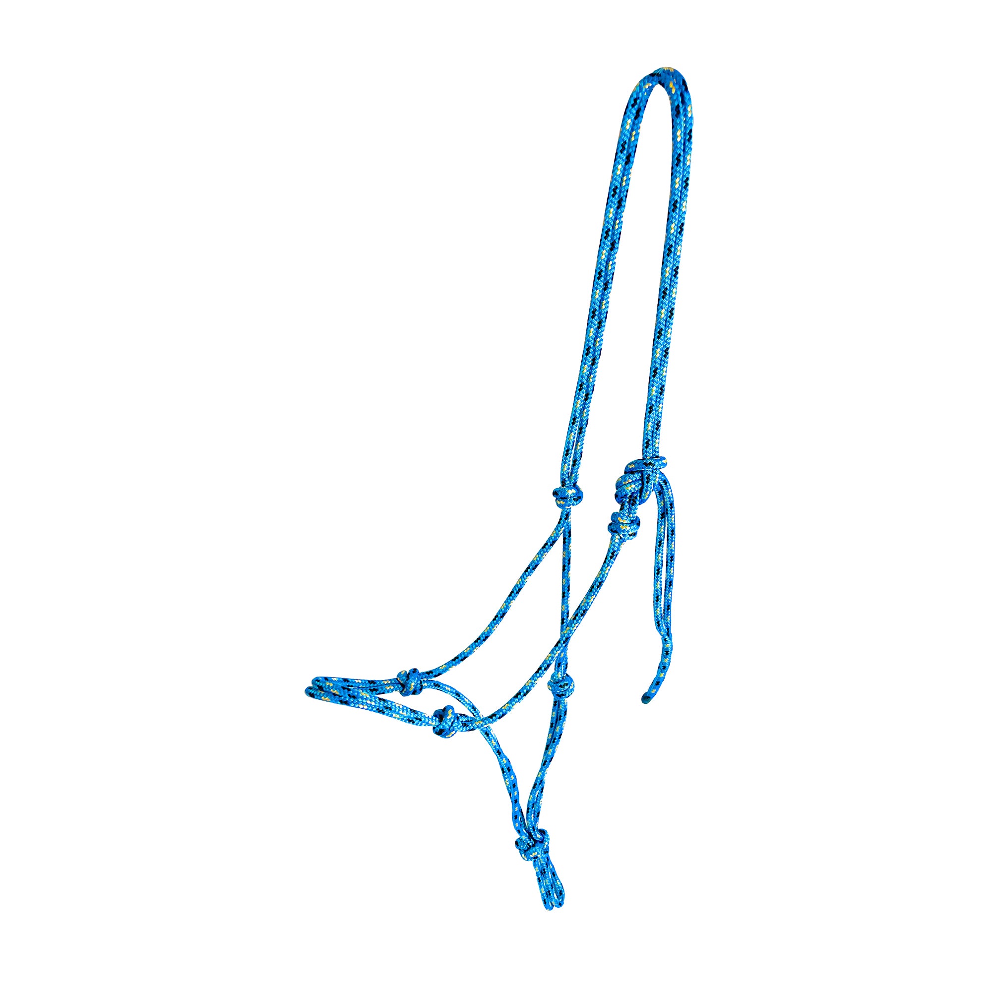 Total Horsemanship braid on braid rope halter blue with black and tan fleck