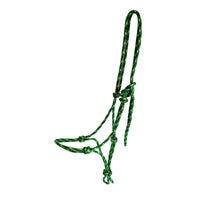 Total Horsemanship braid on braid rope halter green with black and tan fleck