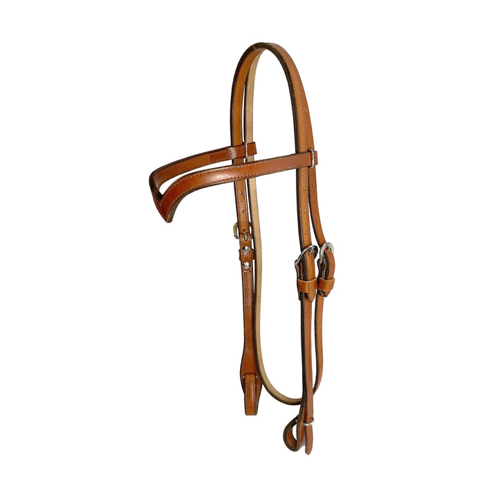 Headstall with V browband in medium brown oil