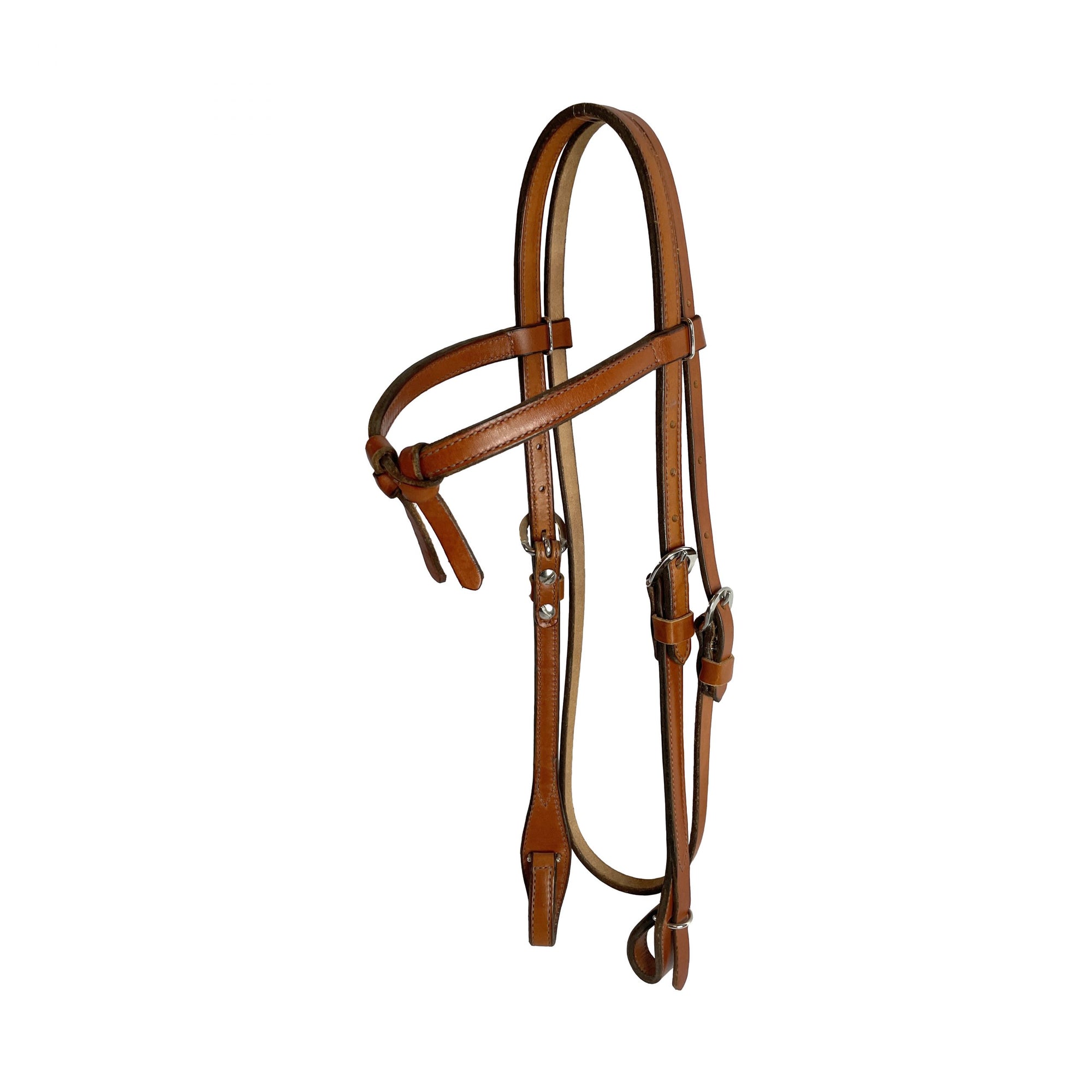 Headstall with knotted browband in medium oil