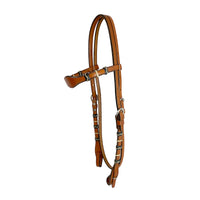 Headstall with scalloped browband and braided trim